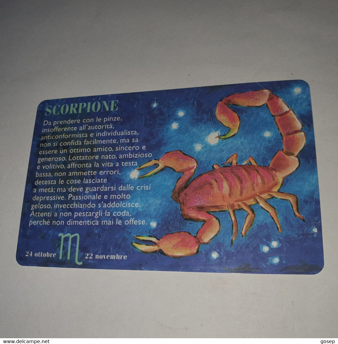 San Marino-(RSM-028)-zodiaco-SCORPIONE-(42)-(13215)-mint Card+1card Prepiad Free - San Marino