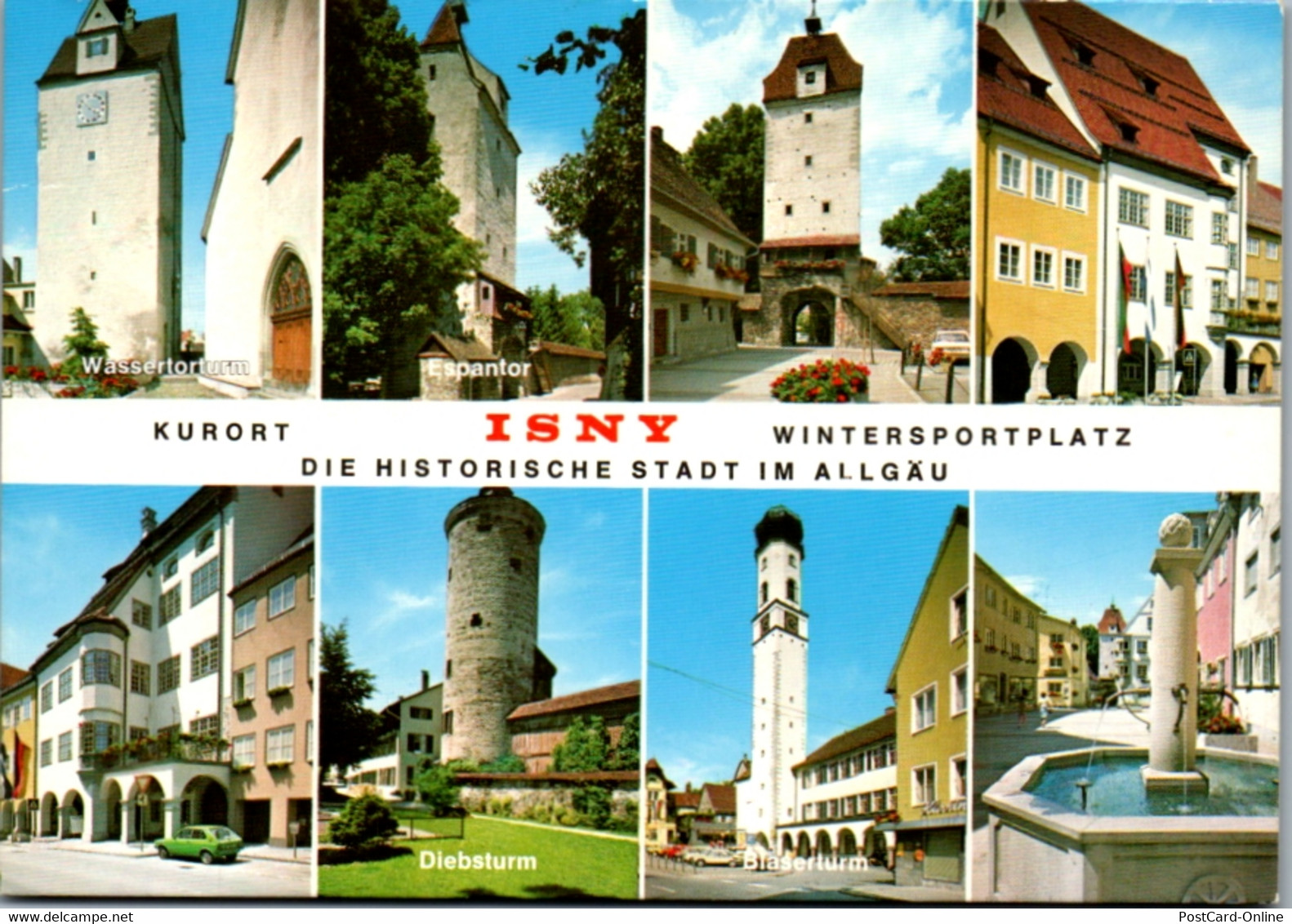 7251 - Deutschland - Isny , Allgäu , Espantor , Diebsturm , Blaserturm - Gelaufen 1985 - Isny