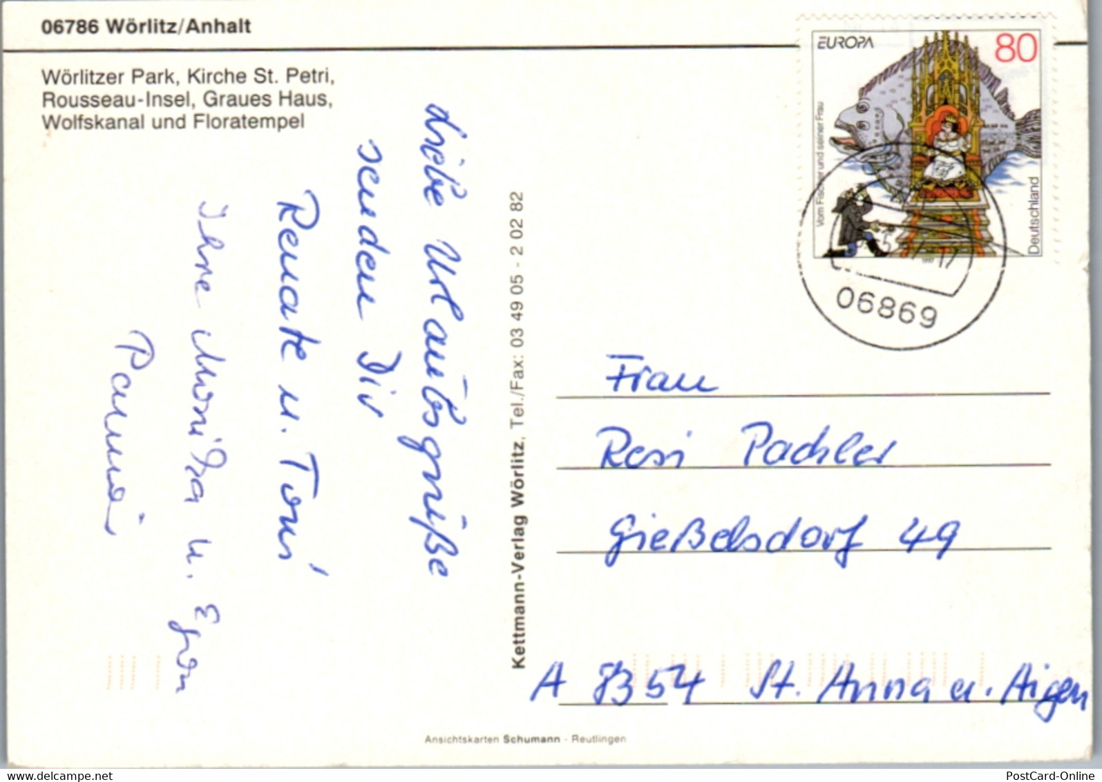 7278 - Deutschland - Wörlitzer Park , Anhalt , Rosseau Park , Graues Haus , Wolfskanal , Mehrbildkarte - Gelaufen 1997 - Wörlitz