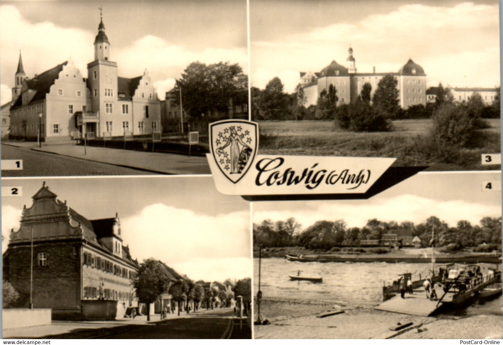 7283 - Deutschland - Coswig , Rathaus , Sparkasse , Elbfähre , Mehrbildkarte - Nicht Gelaufen - Coswig