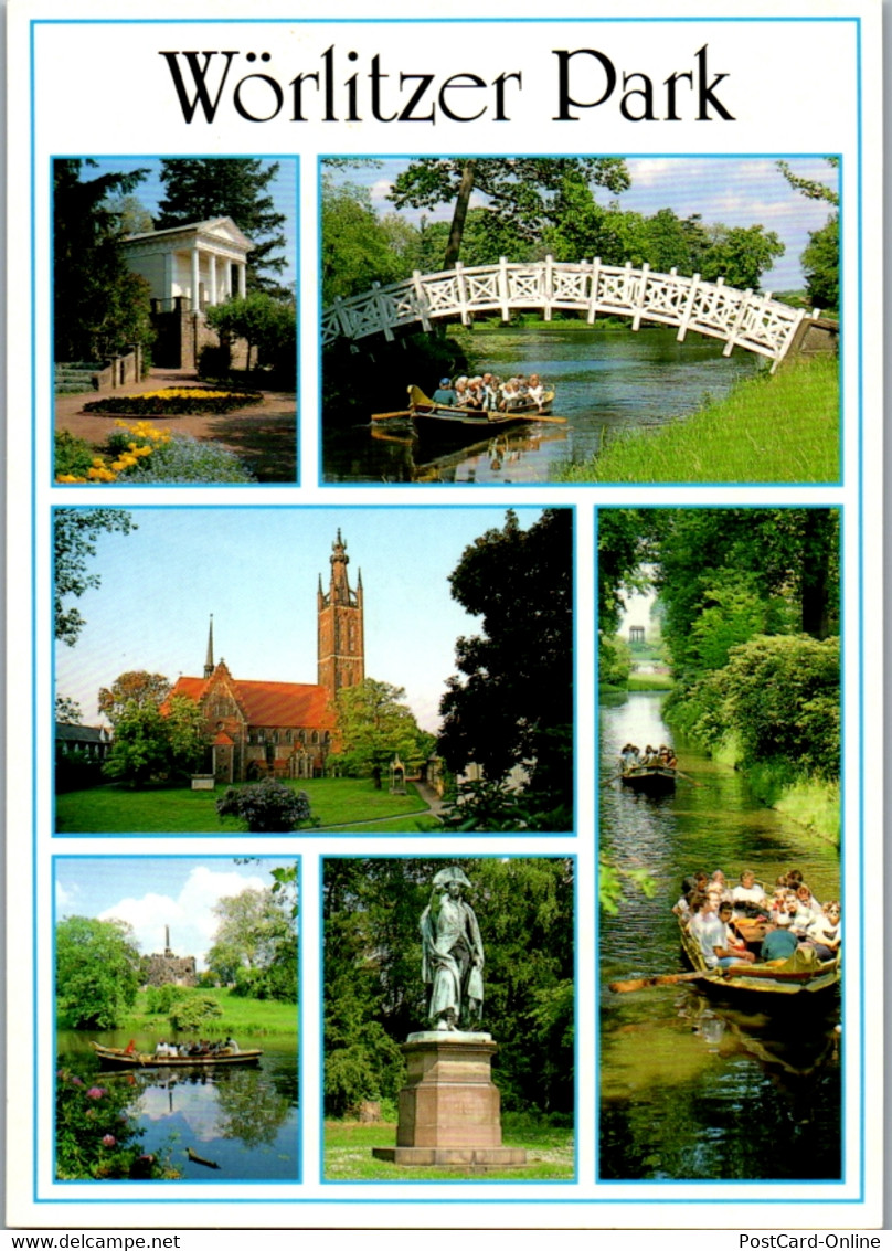 7296 - Deutschland - Wörlitz , Anhalt , Wörlitzer Park , Floratempel , Brücke , Wolfskanal , Mehrbildkarte - Nicht Gelau - Wörlitz