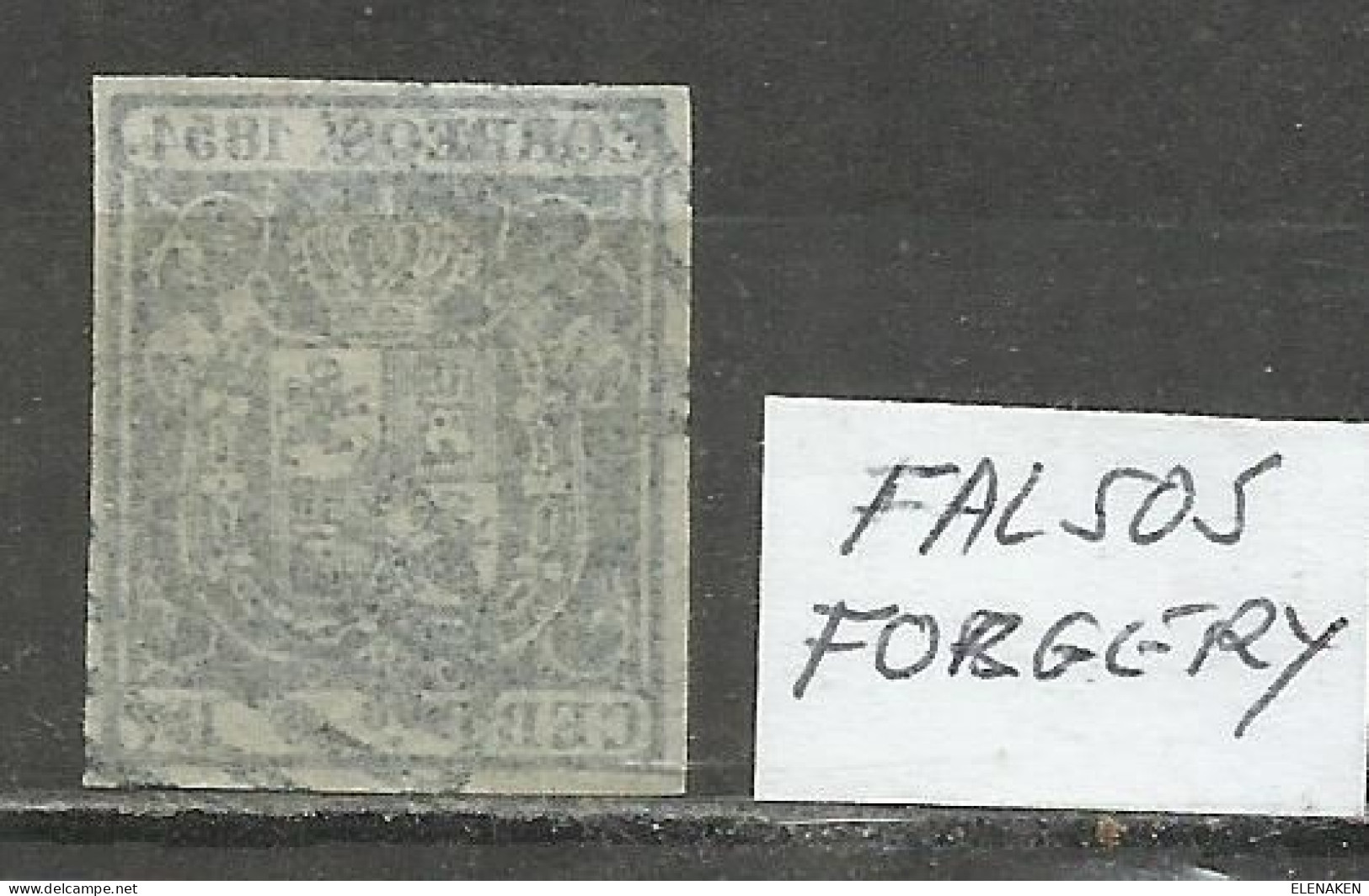 1855-SPAIN CLASSIC 1854 6 REALES Nº27 YVERT. ESPAÑA CLASICO USADO 3900,00€ PERFECTO,MAGNIFICO, FORGERY,FALSO FILATELICO. - Proofs & Reprints