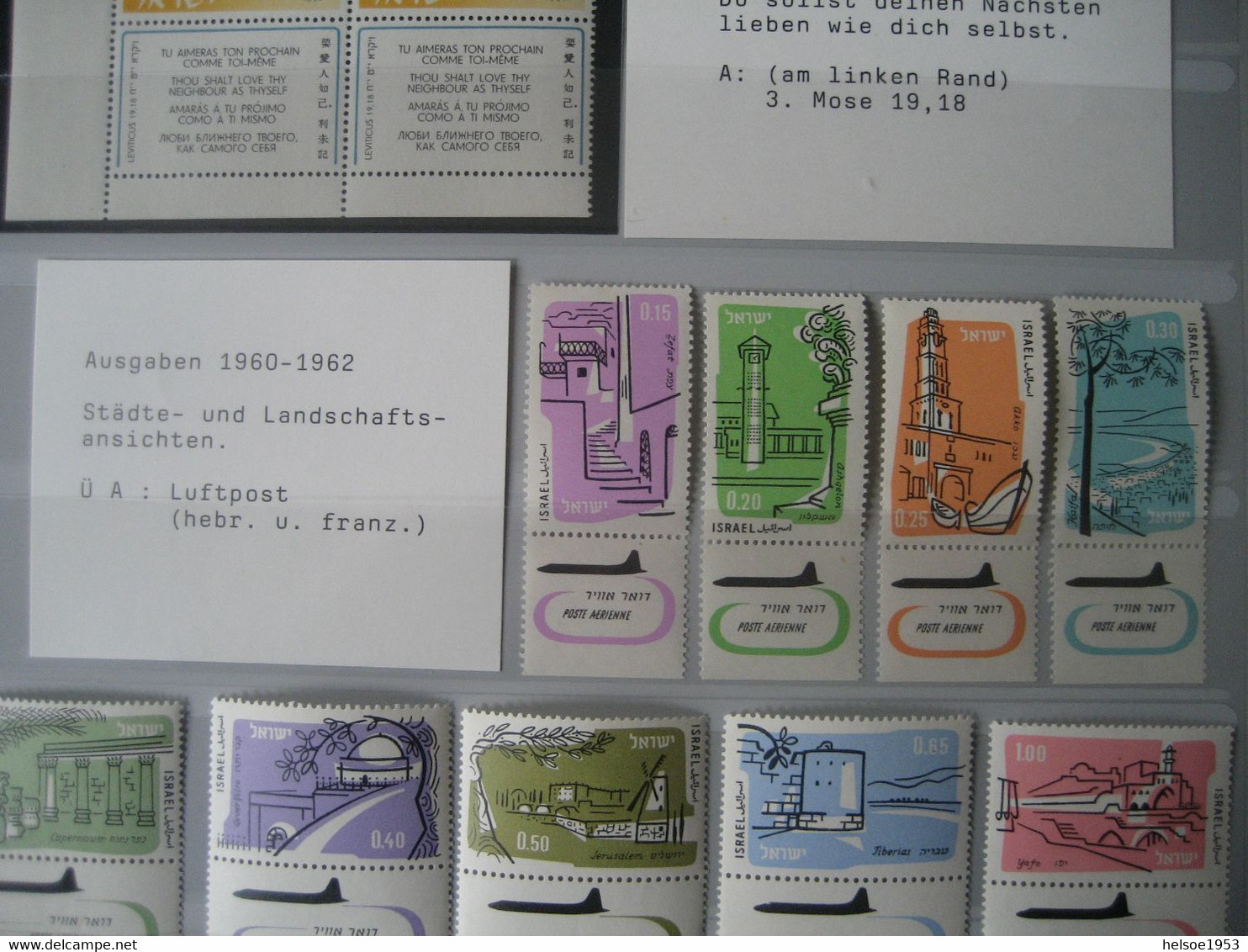 Israel- Sammlung von Briefmarken, Briefe, Karten, Blocks, Kleinbogen, Beschreibungen, Fotos im Safe Album