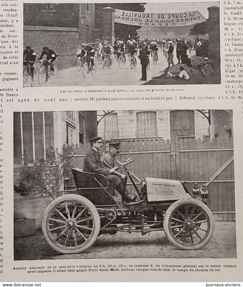 1899 LA COUPE DE TROUVILLE - COURSE À PIED - VOITURES - CHEVAUX - MOTOCYCLES - CYCLISTES - Zeitschriften - Vor 1900