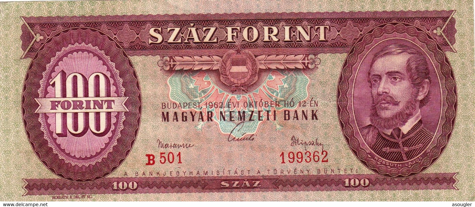 Hungary 100 Forint 1962 VF P-171c "free Shipping Via Registered Air Mail" - Hongrie