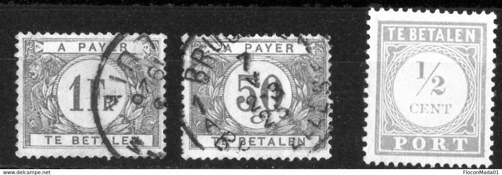 Belgique Belgie Taxe 3 Timbres Dont Un Abimé (50c) Et Un Neuf Sans Gomme état Voir Scan - Briefmarken