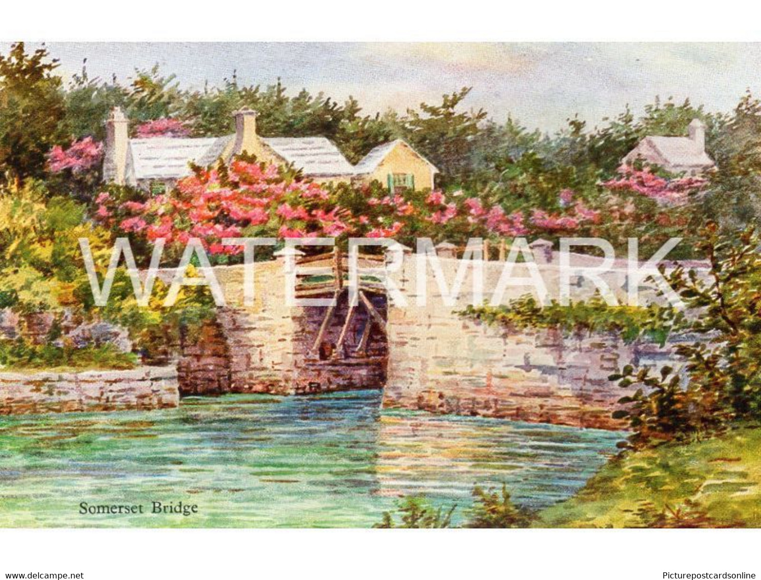 BERMUDA SOMERSET BRIDGE OLD ART COLOUR POSTCARD ANTILLES BY ETHEL & C. F. TUCKER NO41 PLAIN BACK POSTCARD - Bermuda