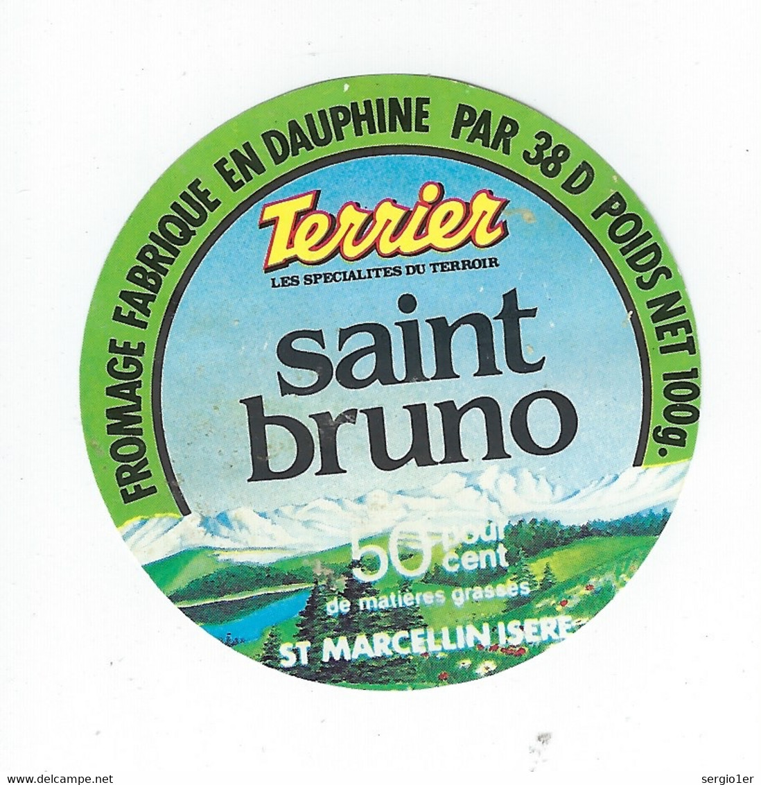 étiquette Fromage Saint Bruno 50%mg 100g Terrier Saint Marcelin Isere 38D Veyret Veillaux - Cheese