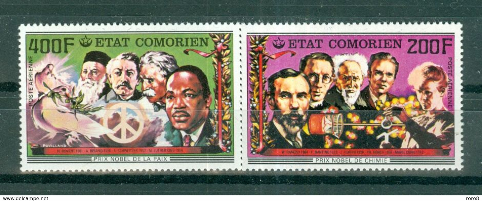 ETAT COMORIEN - P.A. N° 125** MNH Et 126** MNH SCAN DU VERSO - Prix Nobel. Sujets Divers. - Comoros