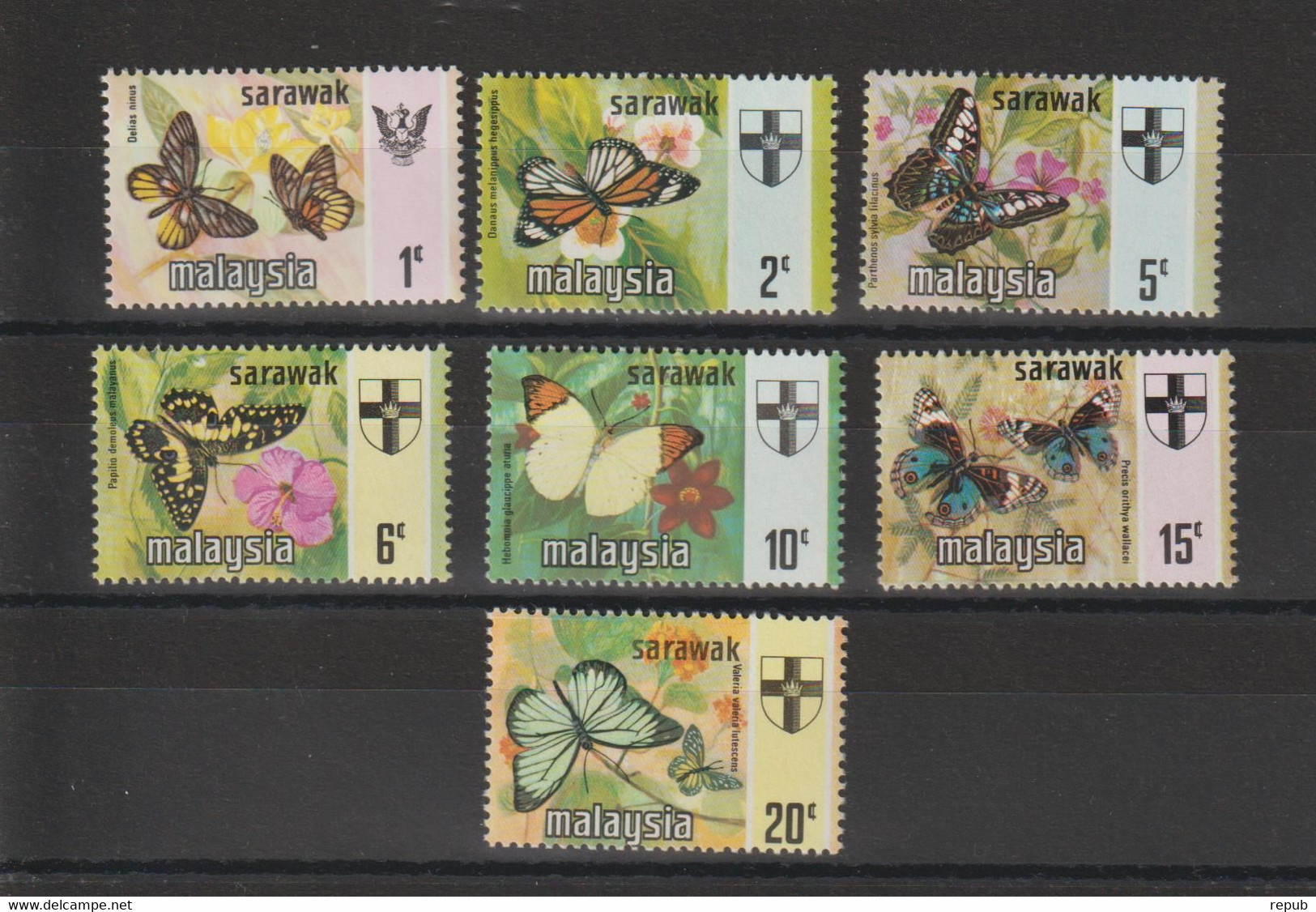 Malaysia  Sarawak 1971 Papillons 220-226 7 Val ** MNH - Malasia (1964-...)