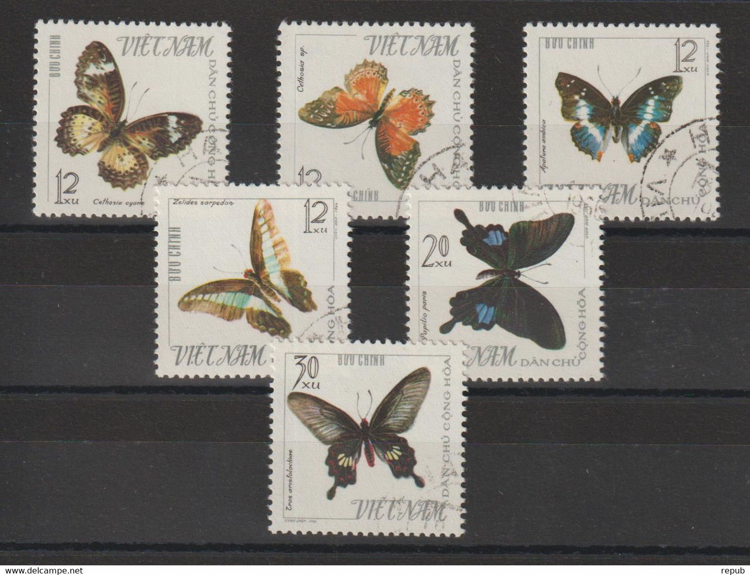 Viet-Nam Nord 1965 Papillons 472-477 6 Val Oblit. Used - Viêt-Nam