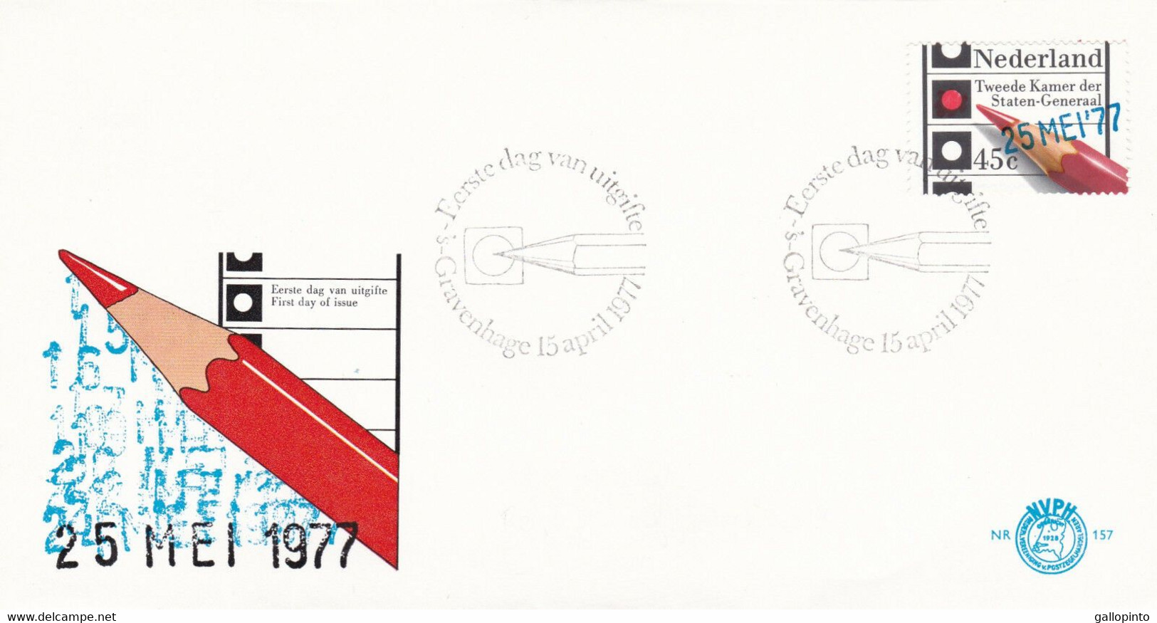 NETHERLANDS 1977 Elections Overprinted 25 MEI '77 FDC - Sonstige & Ohne Zuordnung