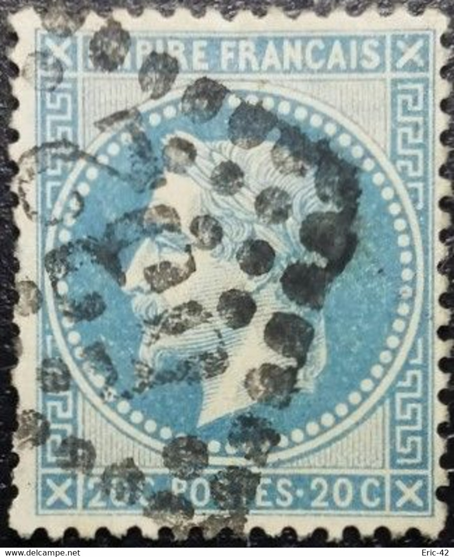 N°29B. Napoléon 20c Bleu. Oblitéré Losange G.C. N°532 Bordeaux - 1863-1870 Napoléon III Lauré