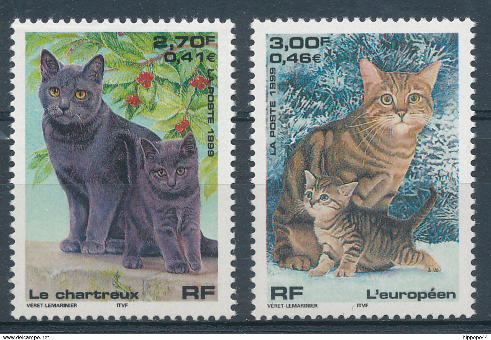 1999 France, Y&T 3283/3284 Neufs, Chats Cats - Sonstige & Ohne Zuordnung