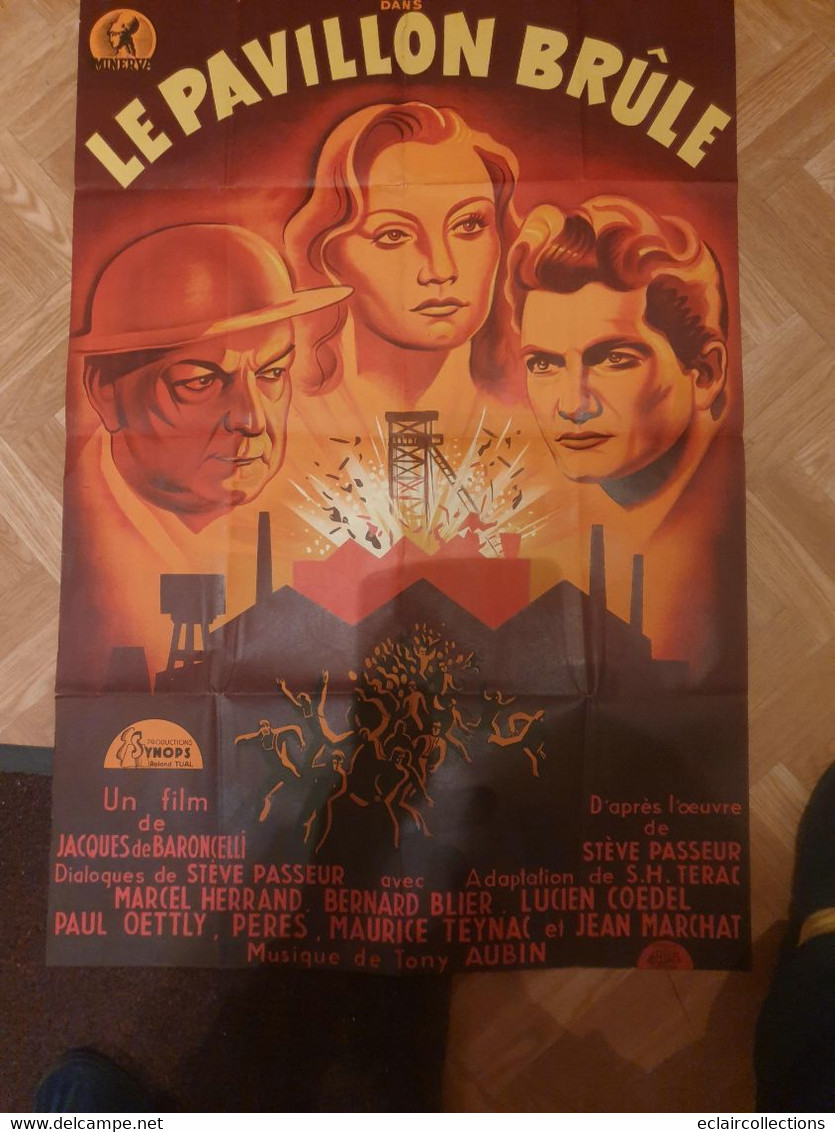 Affiche Cinéma.    Le Pavillon Brûlé   1941 Avec Jean Marais       1.16 X 0,76     (voir Scan) - Posters