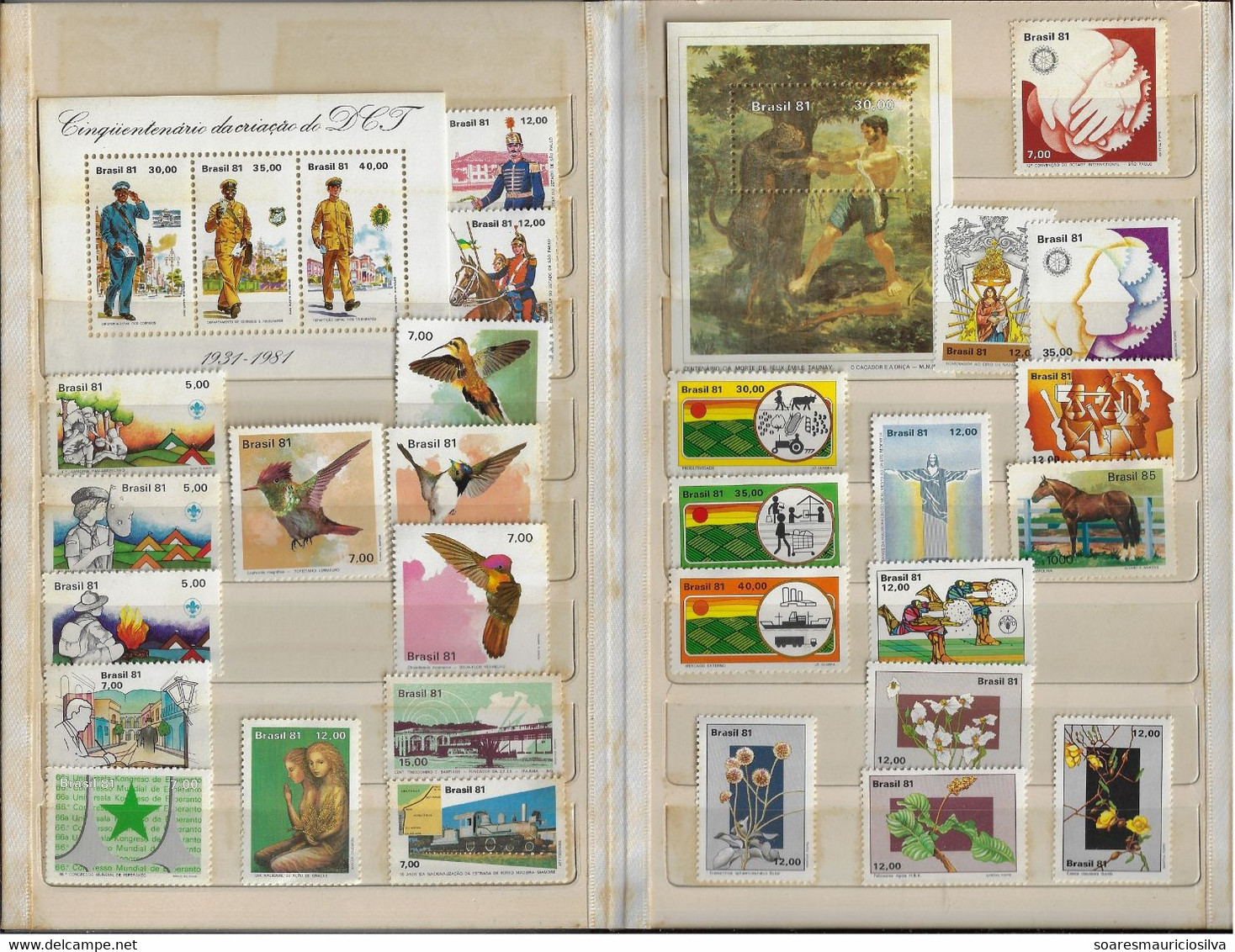 Brazil 1981 Complete Year 55 Commemorative Stamps  + 3 Souvenir Sheets + 4 Definitive Issues Some Yellowish Spots - Années Complètes