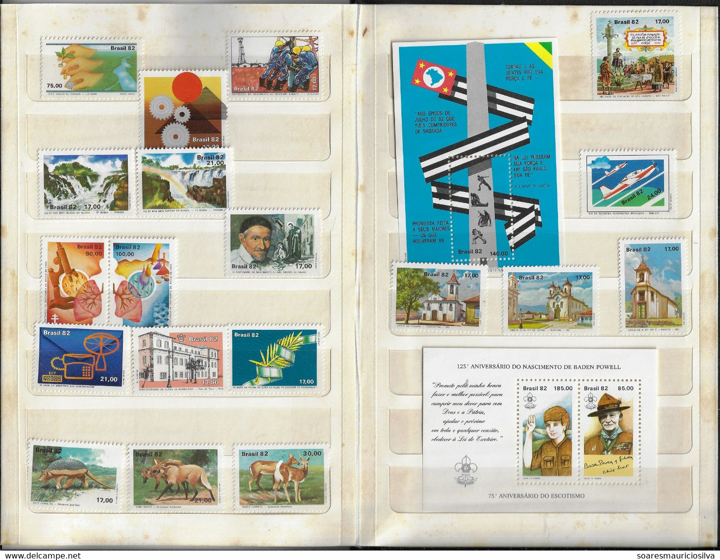 Brazil 1982 Complete Year 52 Commemorative Stamps  + 6 Souvenir Sheets + 12 Definitive Issues Some Yellowish Spots - Full Years