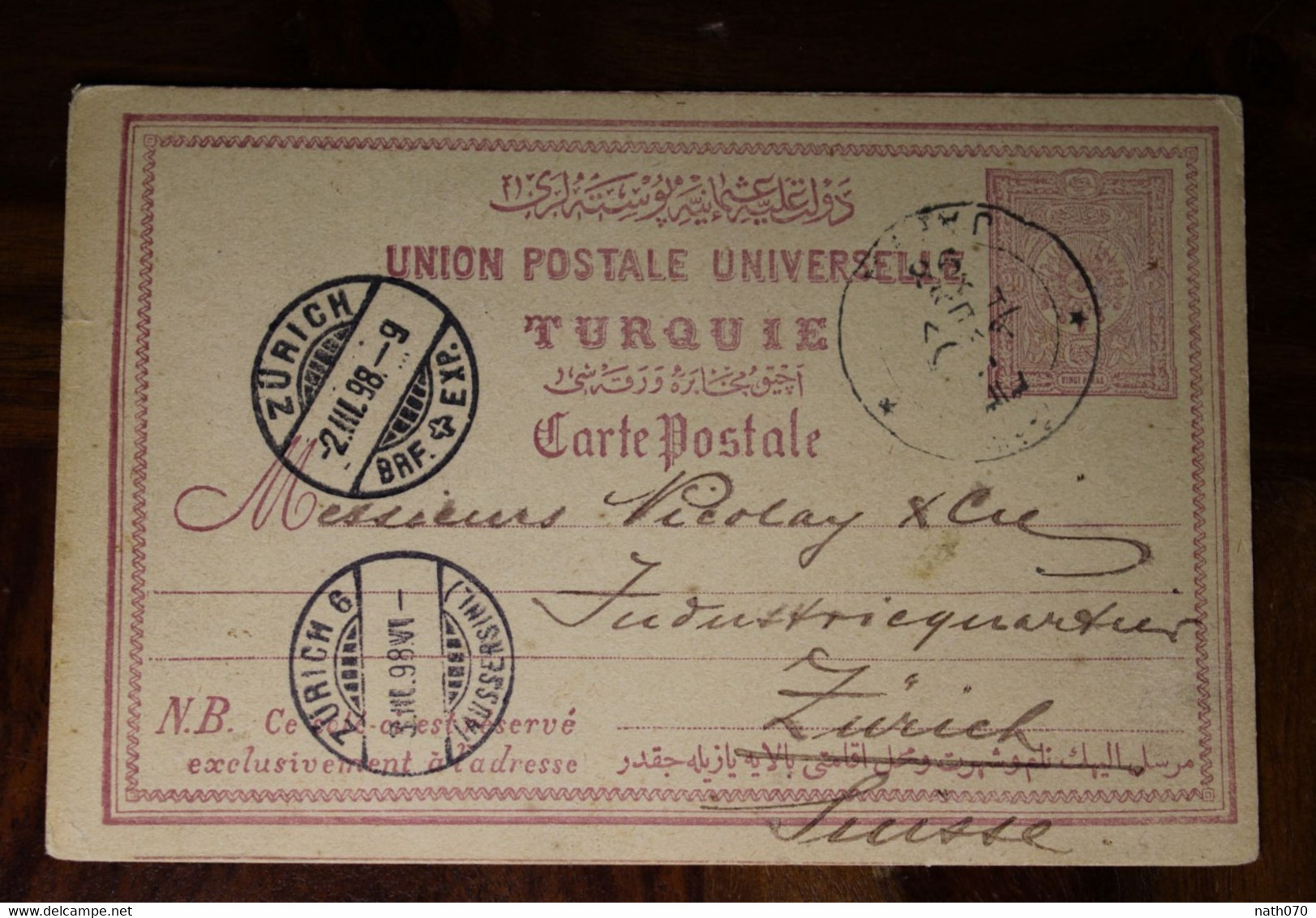 1898 CPA Ak Entier Jaffa Yaffa Turquie Türkei LEVANT Empire Ottoman Zurich Suisse Israel Palestine Switzerland - Briefe U. Dokumente