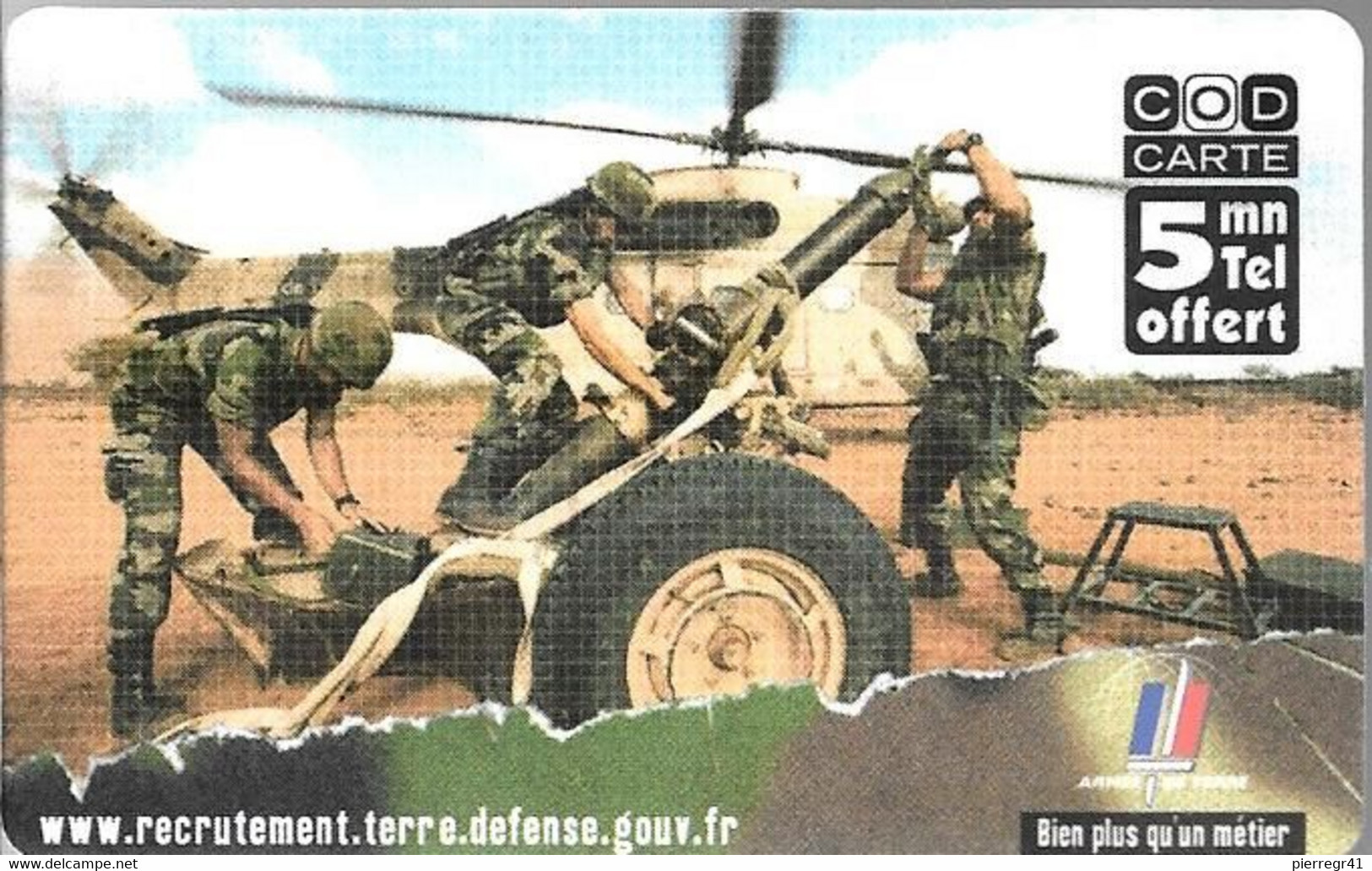 CODECARD²-FT-5MN-ARMEE-de Terre-QUIMPER-NON GRATTE-15/11/2004-TBE - FT Tickets