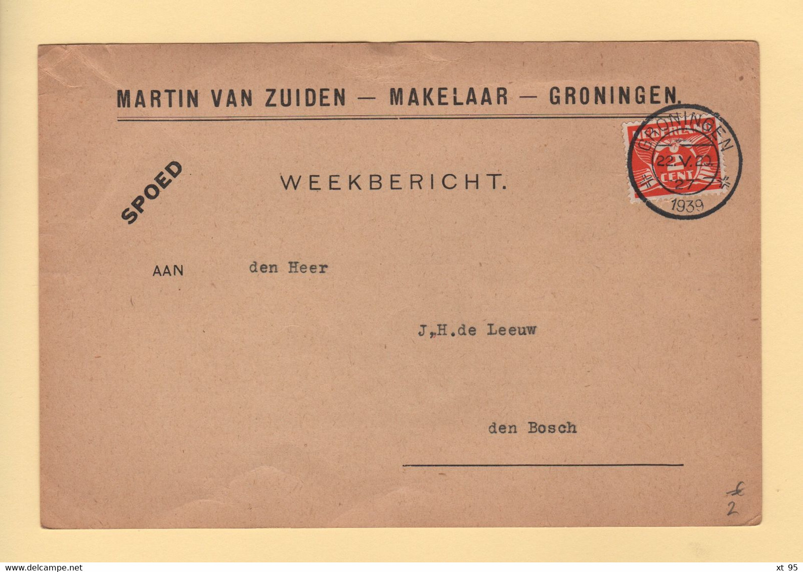 Pays Bas - Groningen - 1939 - Weekbericht - Poststempel