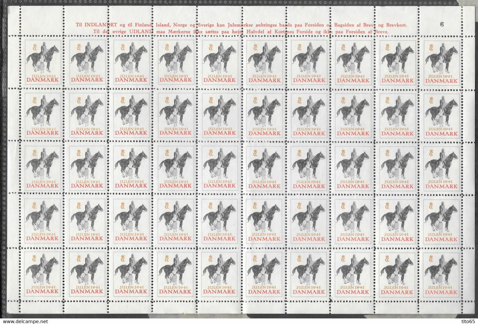 Denmark; Christmas Seals. Full Sheet 1941   MNH** - Feuilles Complètes Et Multiples