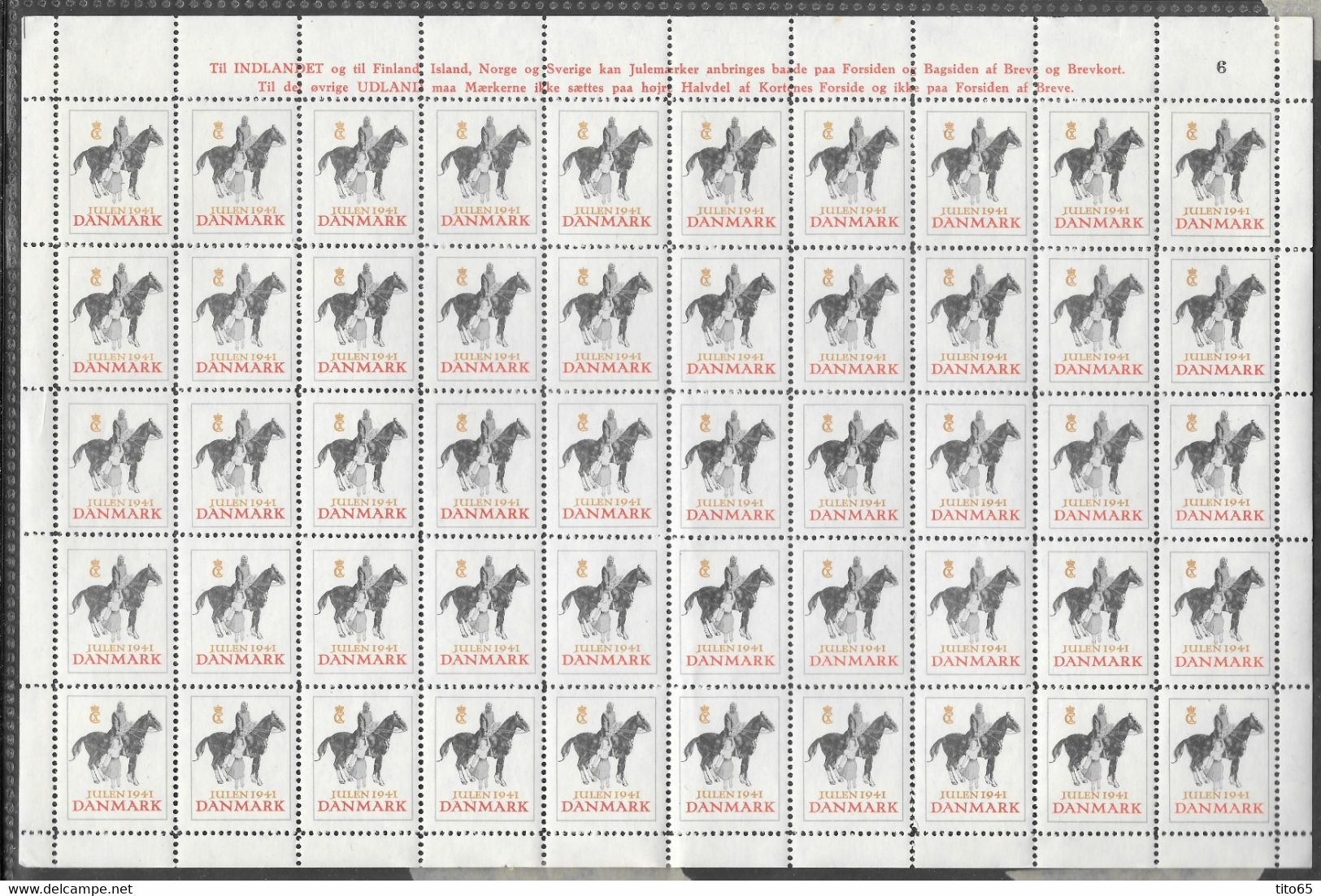 Denmark; Christmas Seals. Full Sheet 1941   MNH** - Full Sheets & Multiples