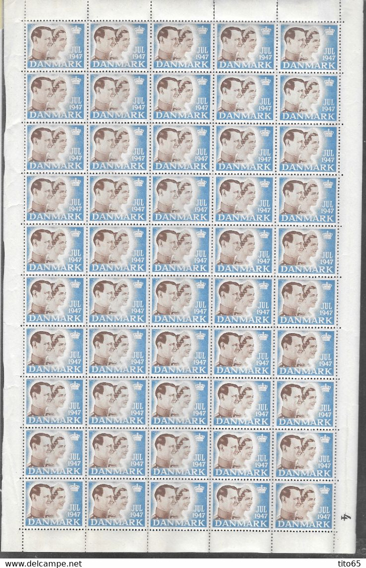 Denmark; Christmas Seals. Full Sheet 1947   MNH** - Full Sheets & Multiples