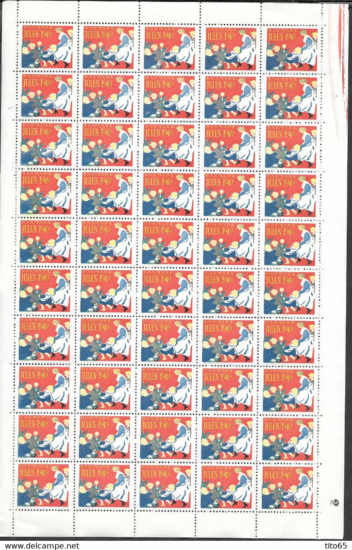 Denmark; Christmas Seals. Full Sheet 1949   MNH** - Full Sheets & Multiples