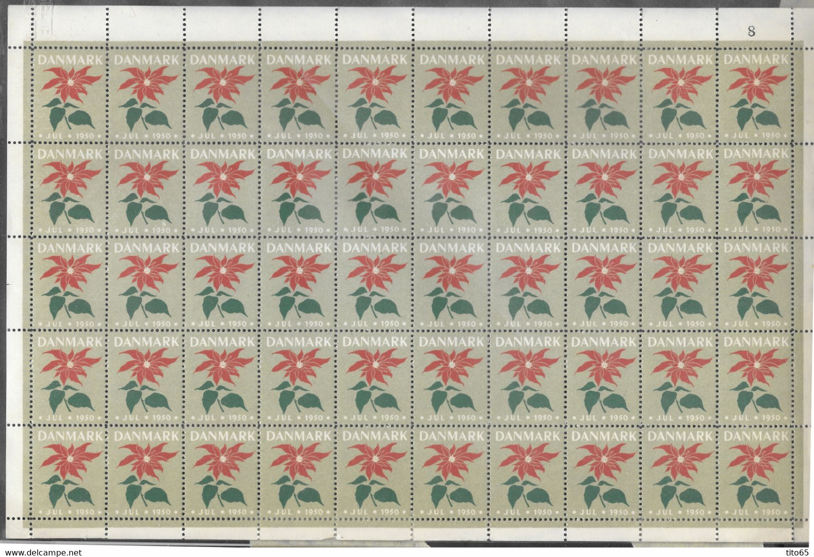 Denmark; Christmas Seals. Full Sheet 1950   MNH** - Ganze Bögen