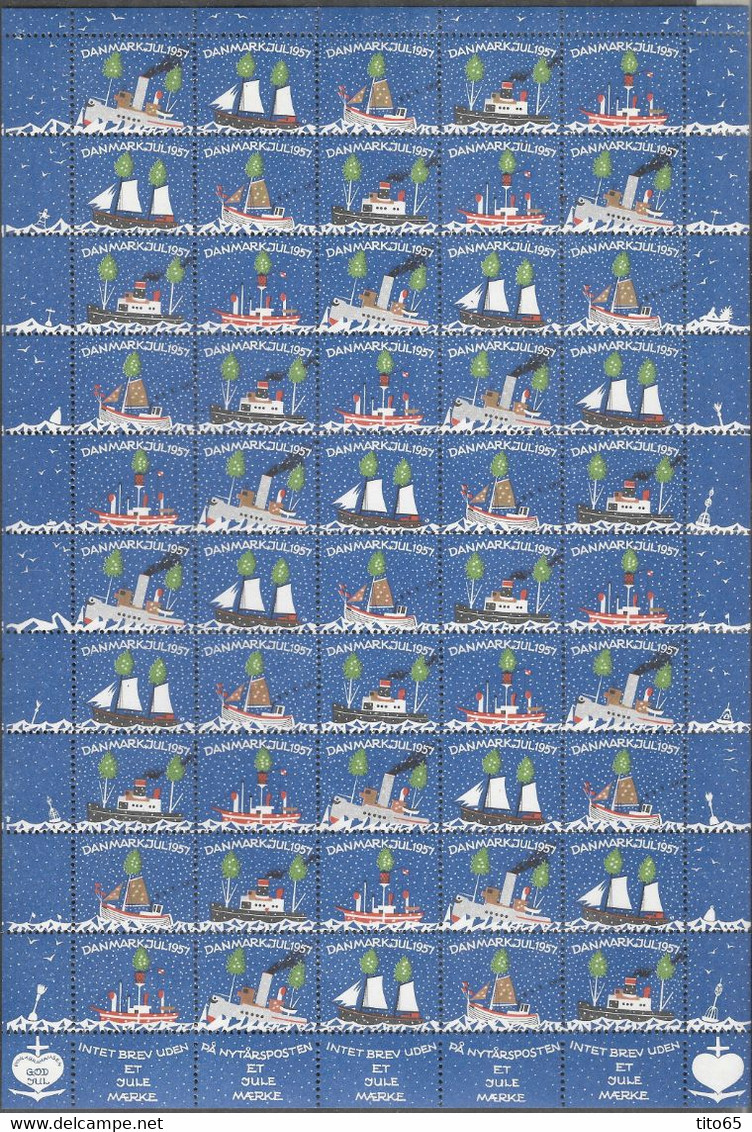 Denmark; Christmas Seals. Full Sheet 1957   MNH** - Ganze Bögen