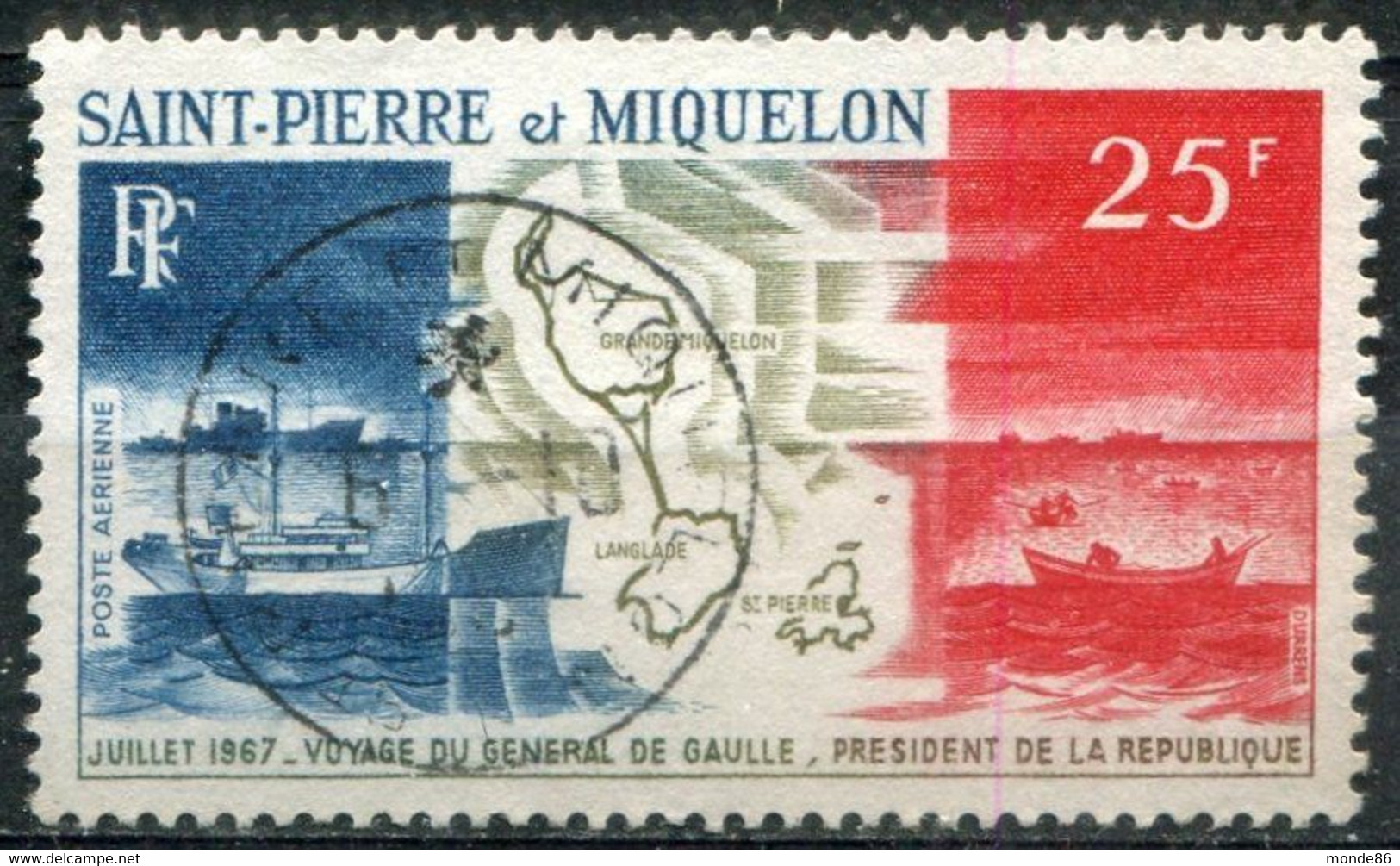 SAINT PIERRE ET MIQUELON - Y&T PA N° 38 (o) - Usati