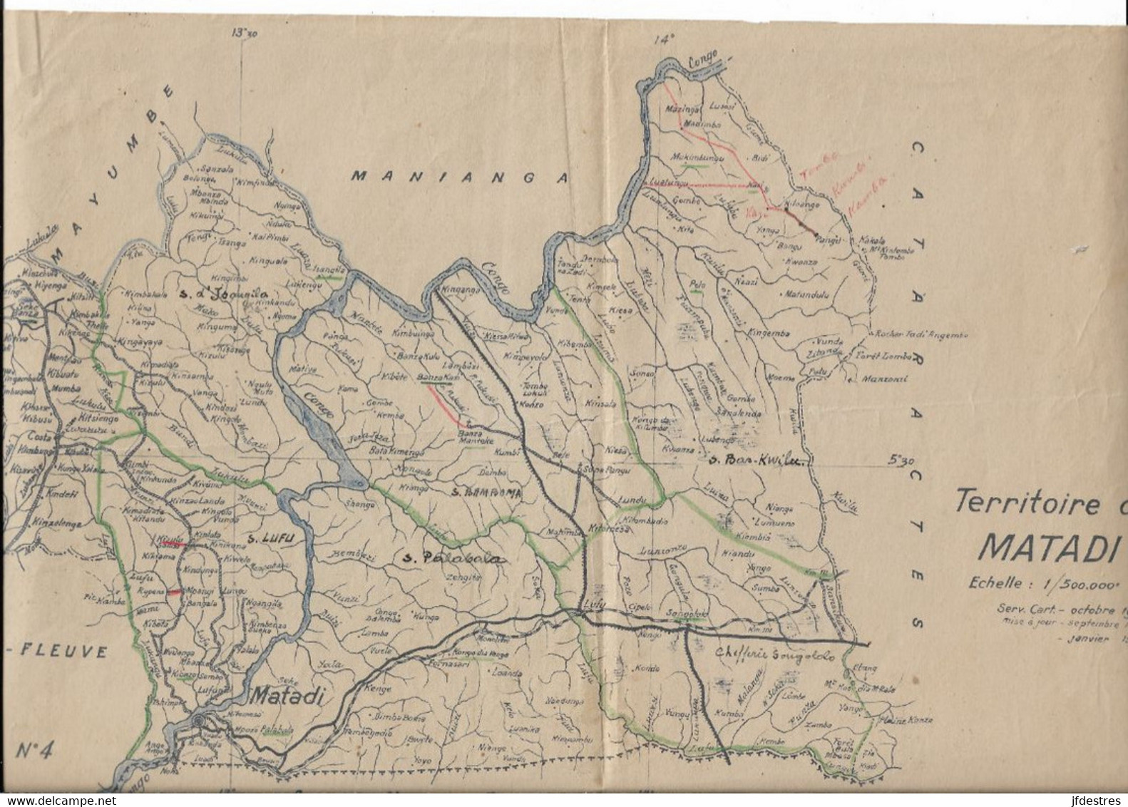 Territoire De Matadi échelle 1/500.000 1943 Serv. Cart. Congo Belge Avec Secteurs Et Ajouts Manuscrits Administrateur - Cartes Géographiques