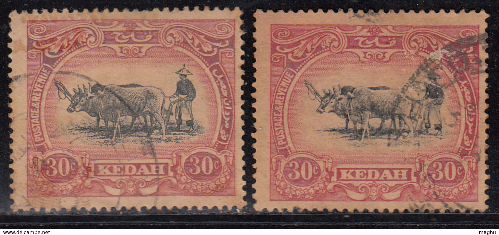 30c Kedah Used 1921, Shade Variety, Malaya / Malaysia - Kedah