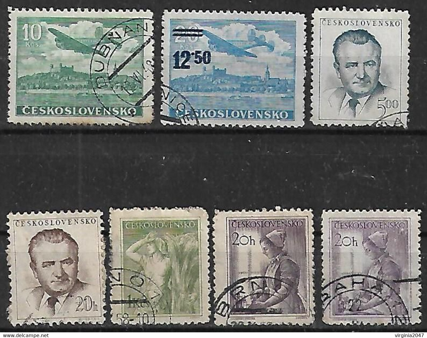 1953-4 Checoslovaquia 7v. Personajes-oficio-avion - Gebraucht