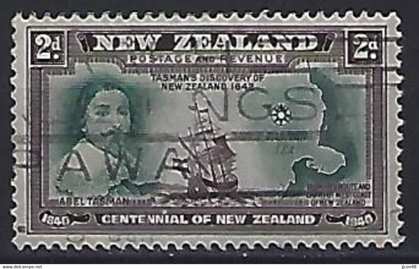 New Zealand 1940  Centennial 2d (o) SG.616 - Andere & Zonder Classificatie