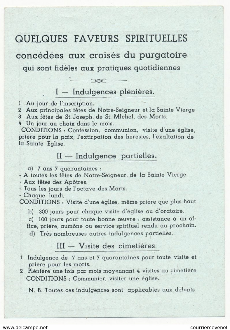 FRANCE - Association Des Croisés Du Purgatoire érigée Canoniquement à Jérusalem - 1965 - Format 8,7 Cm X 12 Cm - Religion &  Esoterik