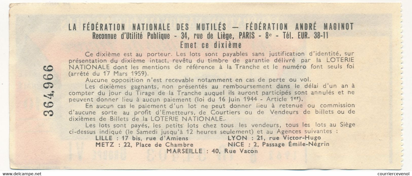 FRANCE - Loterie Nationale - 1/10ème Les Belles Villes De France - 3 Nouveaux Francs - 1962 - POITIERS - Lottery Tickets