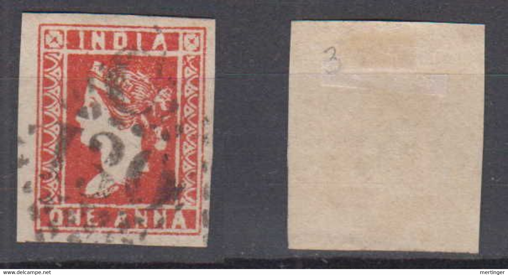 India 1854 Mi# 5 Used 1 ANNA C / 130 COCHIN Postmark Very Nice Margins - 1854 Compagnia Inglese Delle Indie