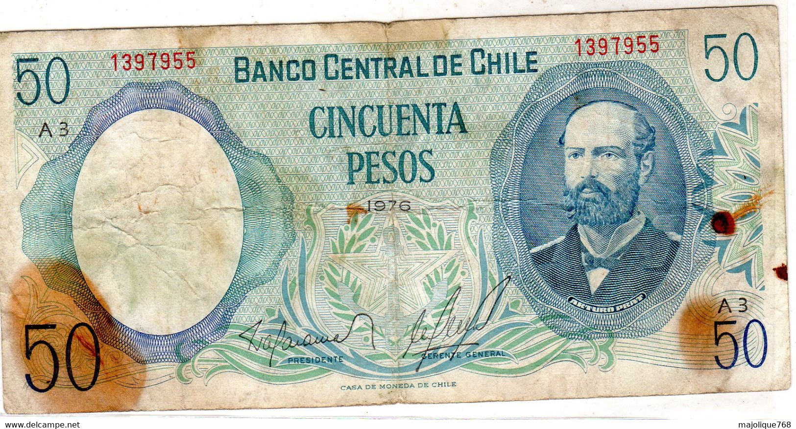 Billet De La Banque Central Du Chili 50 Pésos 1976 - Chile