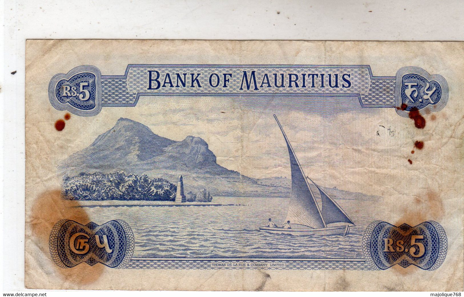 Billet De Banque De L'Ile Maurice 5 Rupées Reine Elisabeth II 1967 - Mauritius