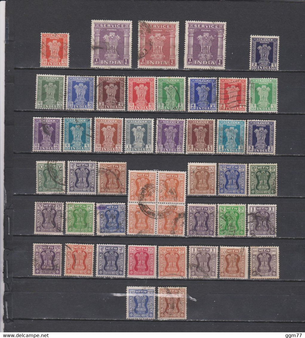 44 TIMBRES  SERVICE  INDE  OBLITERES & NEUFS* & SANS GOMME  DE 1950 à 2000       Cote : 32,35 € - Dienstzegels