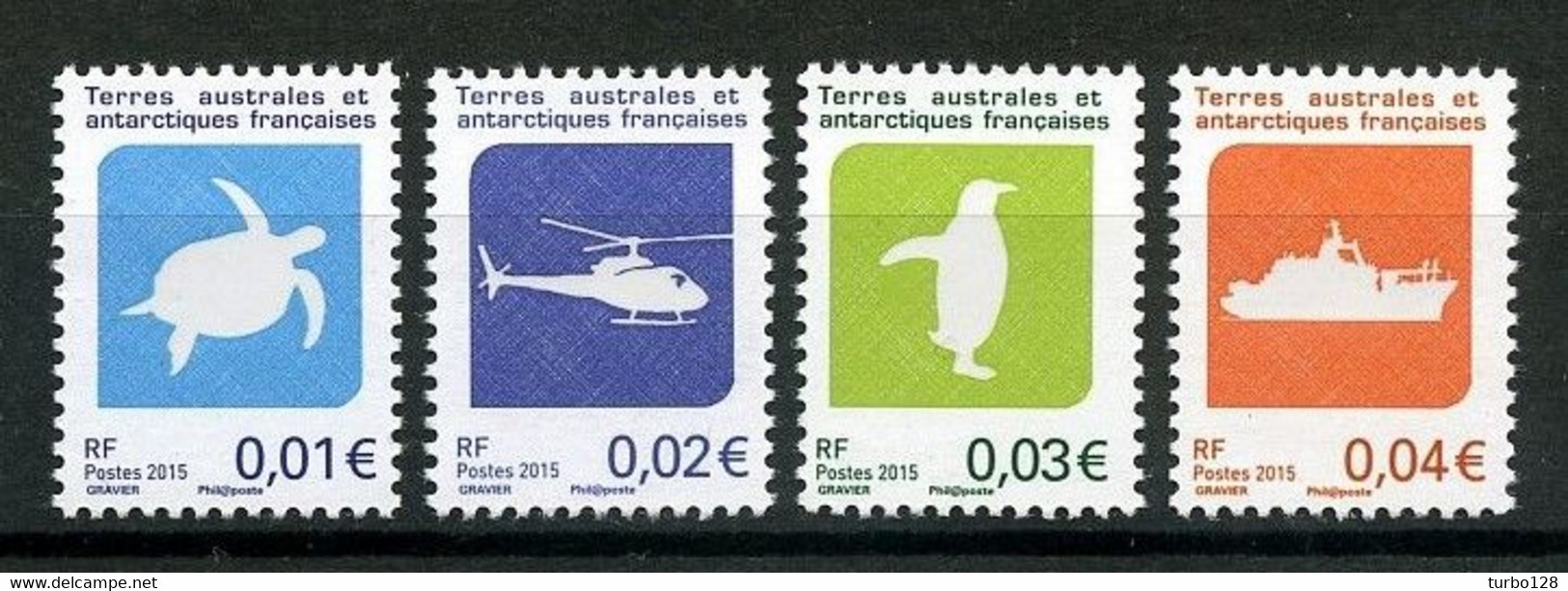 TAAF 2015  N° 742/745 ** Neufs MNH Superbes Faune Oiseaux Tortue Bateaux Hélicoptère Birds Animaux Transports Turtles - Neufs