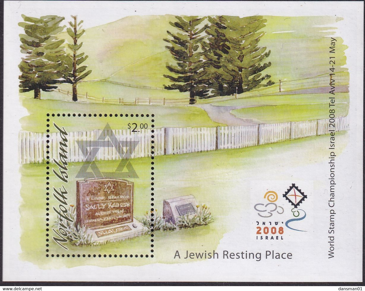 NORFOLK ISLAND 2008 Jewish Resting Place Sc 941 Mint Never Hinged - Isola Norfolk