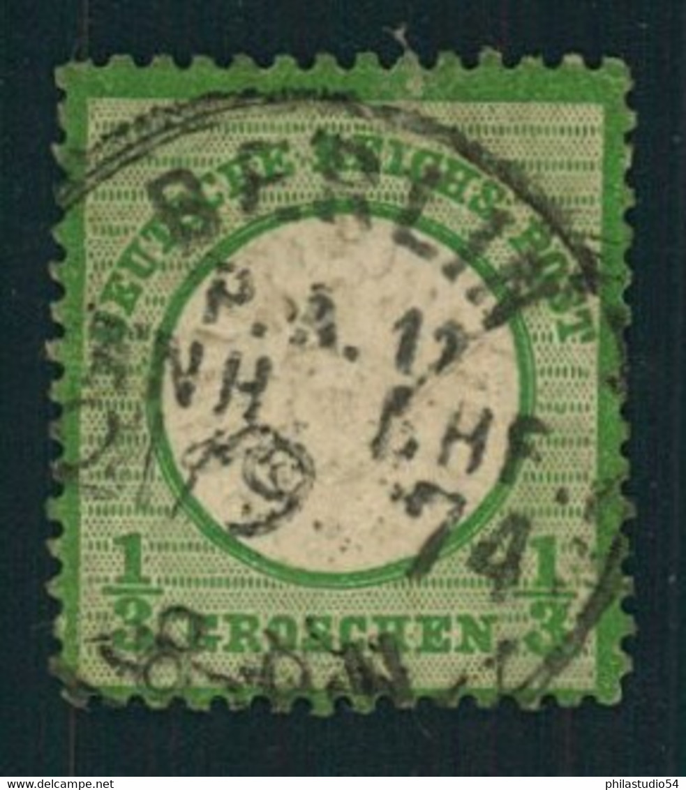 1872, 1/3 Groschen Großer Brustscilld, Dunkelgrün Gestempelt "BERLIN P.A. 11 ANH. BHF.", Geprüft - Gebraucht