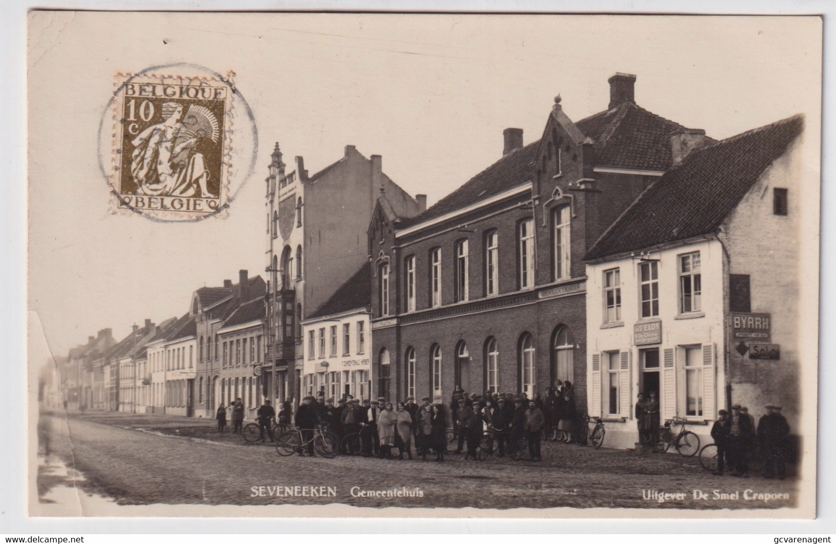 SEVENEEKEN  ZEVENEKEN  GEMEENTEHUIS   FOTOKAART  MET VEEL VOLK - Lochristi