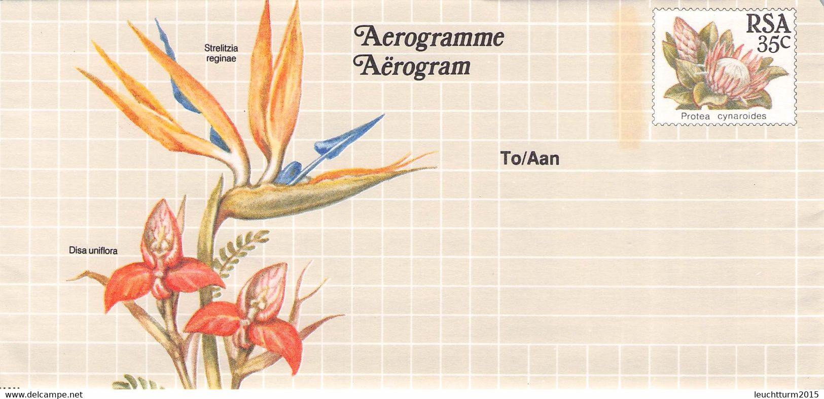 SOUTH AFRICA - AEROGRAMME FLOWER 30 CENT Unc //QD5 - Poste Aérienne