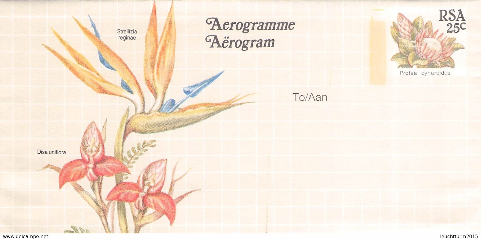 SOUTH AFRICA - AEROGRAMME FLOWER 25 CENT Unc //QD6 - Airmail