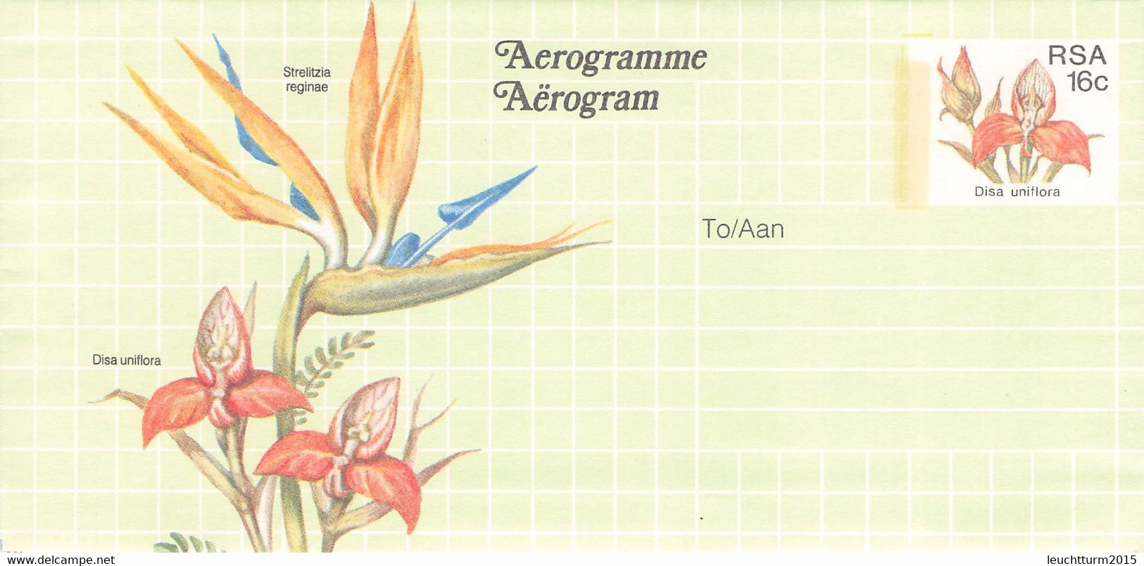 SOUTH AFRICA - AEROGRAMME FLOWER 16 CENT Unc //QD7 - Aéreo