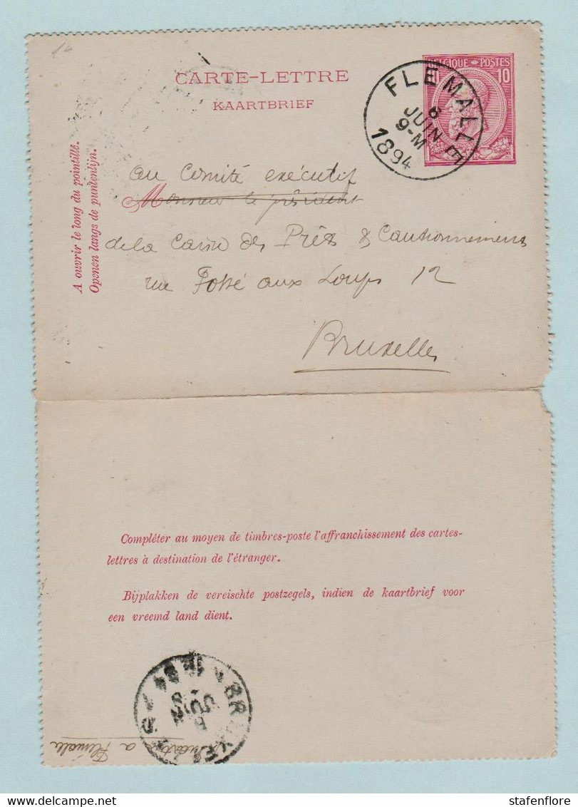 Kaartbrief, Carte Lettre De Flemalle Naar Brussel Entier 46 - Enveloppes-lettres
