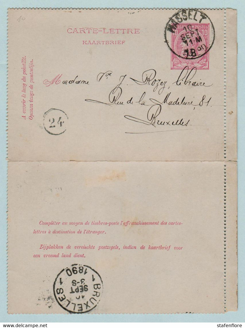 Kaartbrief, Carte Lettre De  HASSELT NAAR  BRUXELLES, Entier 46 - Letter Covers